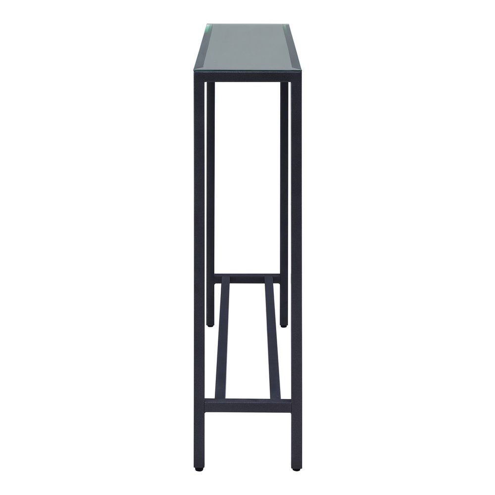 36" Black and Gunmetal Mirrored Glass Console Table HomeRoots