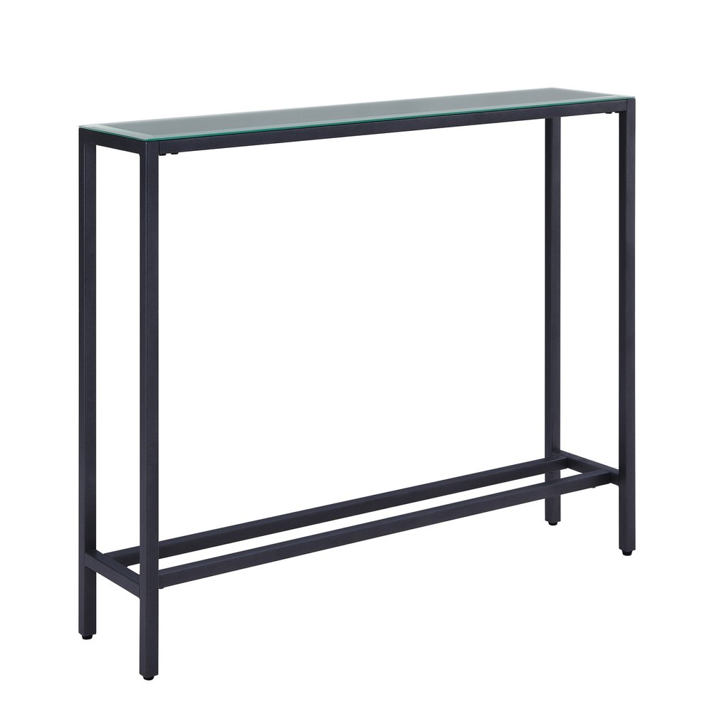36" Black and Gunmetal Mirrored Glass Console Table HomeRoots