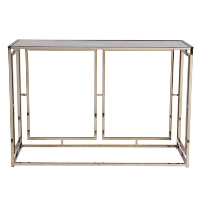 44" Champagne and Gold Faux Marble and Metal Frame Console Table HomeRoots