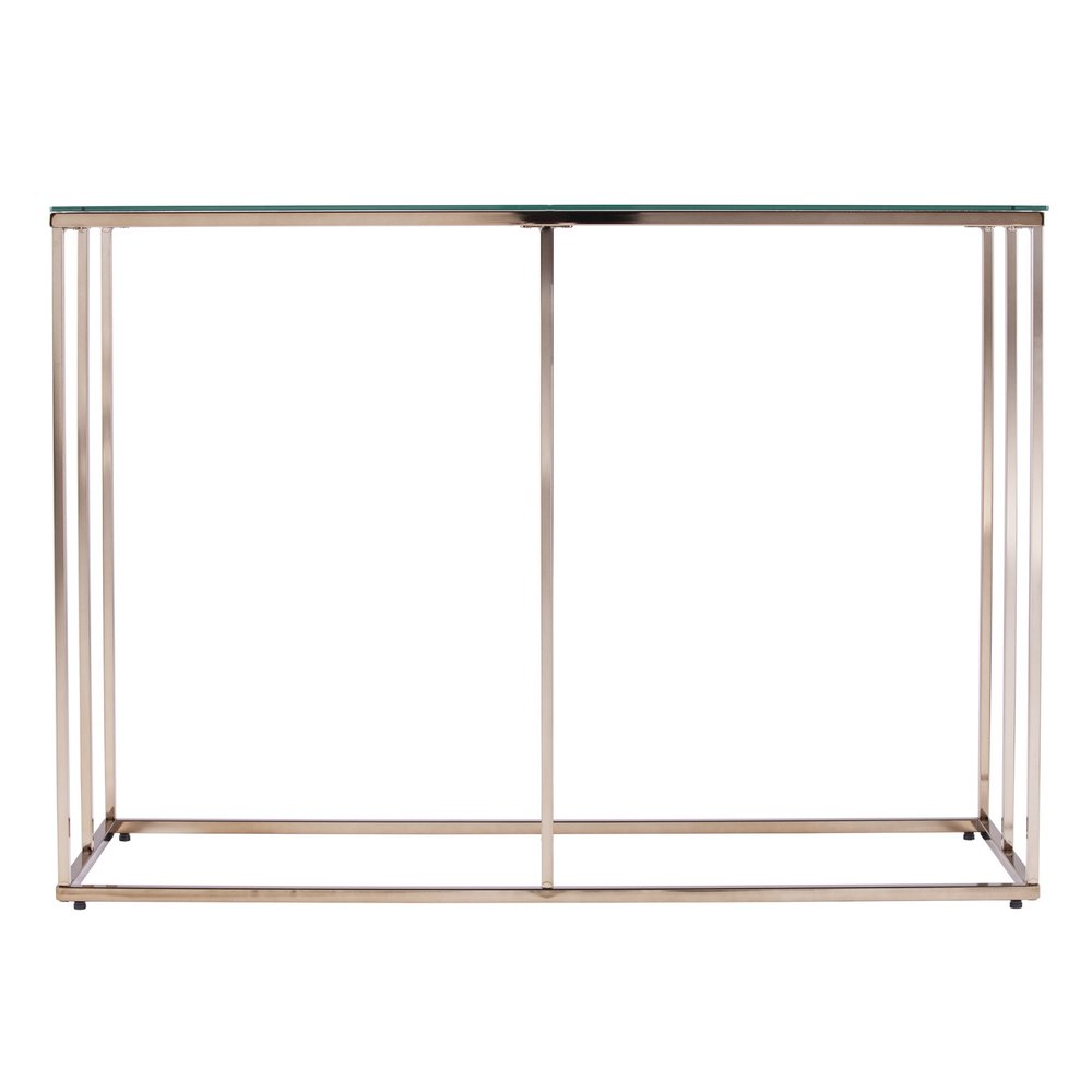 42" Clear and Gold Glass and Metal Frame Console Table HomeRoots