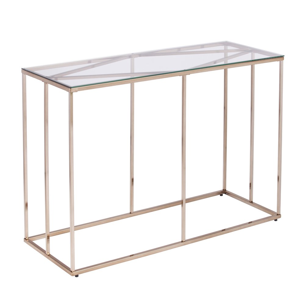 42" Clear and Gold Glass and Metal Frame Console Table HomeRoots