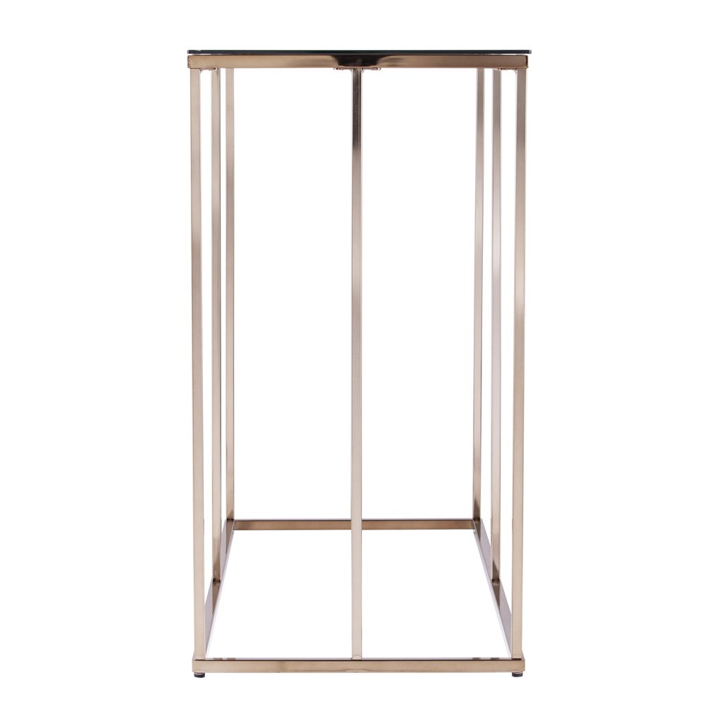 42" Clear and Gold Glass and Metal Frame Console Table HomeRoots