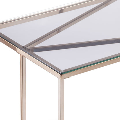 42" Clear and Gold Glass and Metal Frame Console Table HomeRoots