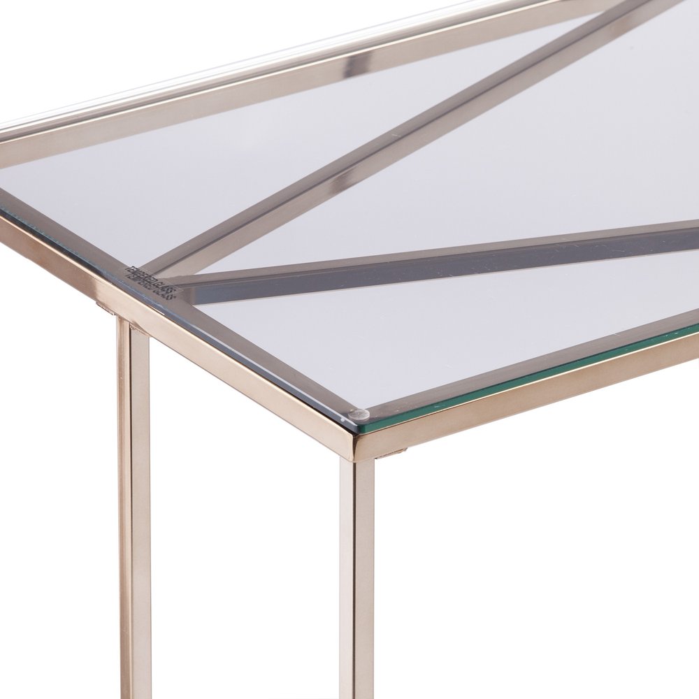 42" Clear and Gold Glass and Metal Frame Console Table HomeRoots