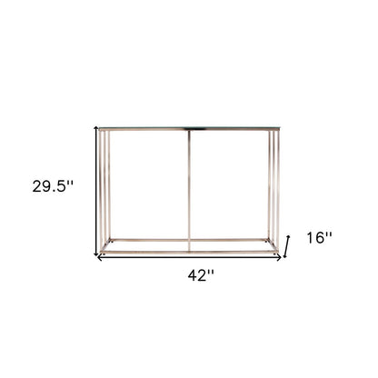 42" Clear and Gold Glass and Metal Frame Console Table HomeRoots