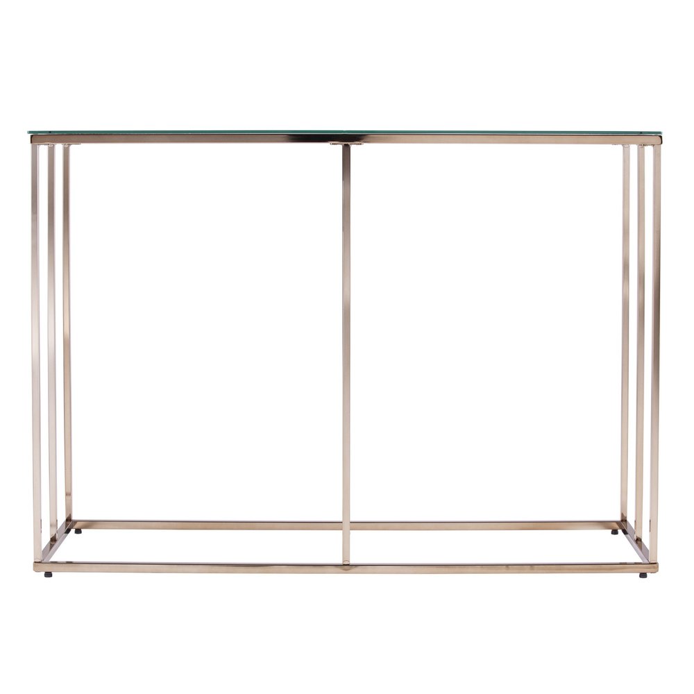 42" Clear and Gold Glass and Metal Frame Console Table HomeRoots