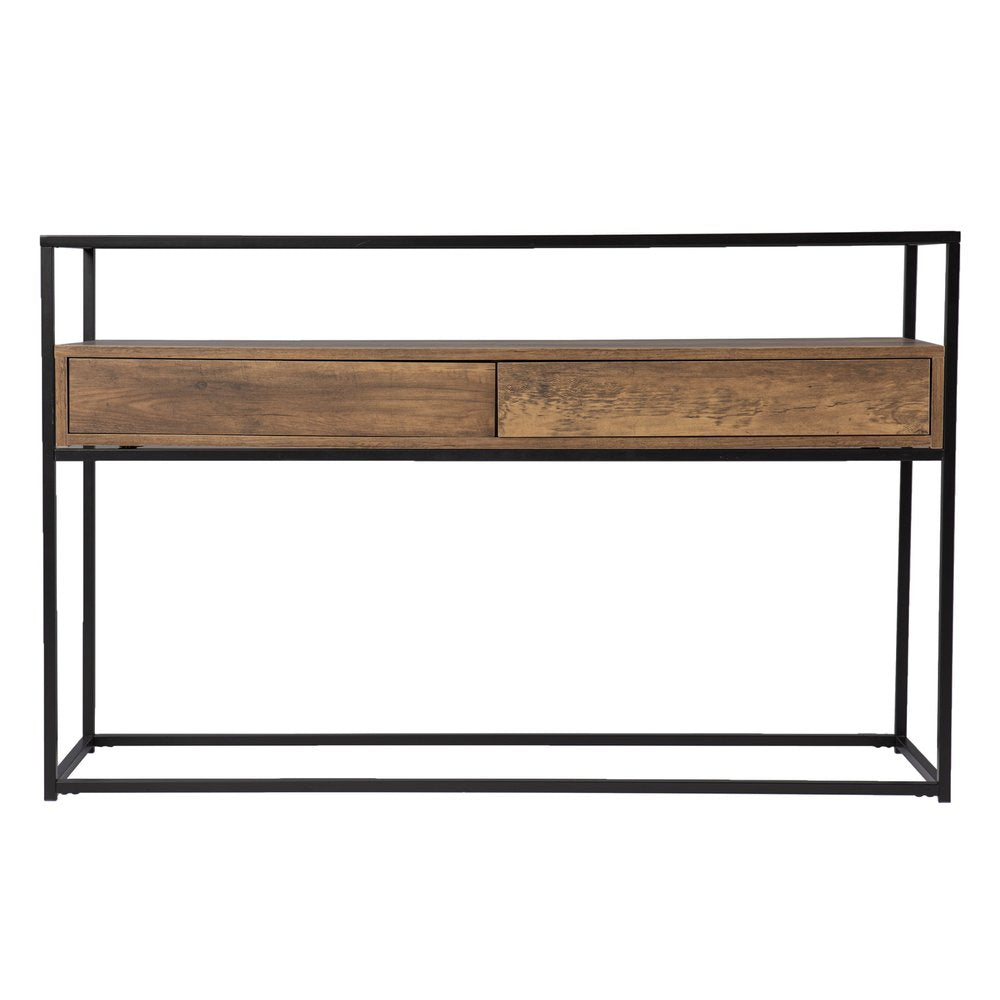 48" Clear and Black Glass Frame Console Table With Storage With Storage HomeRoots