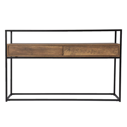 48" Clear and Black Glass Frame Console Table With Storage With Storage HomeRoots