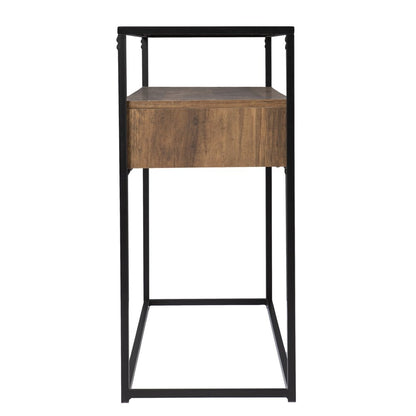 48" Clear and Black Glass Frame Console Table With Storage With Storage HomeRoots
