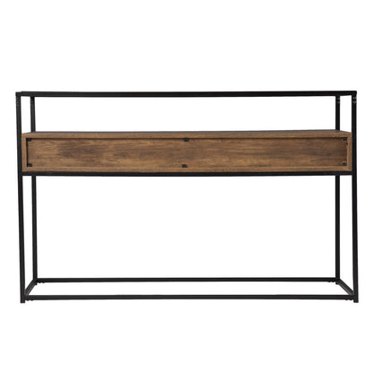 48" Clear and Black Glass Frame Console Table With Storage With Storage HomeRoots