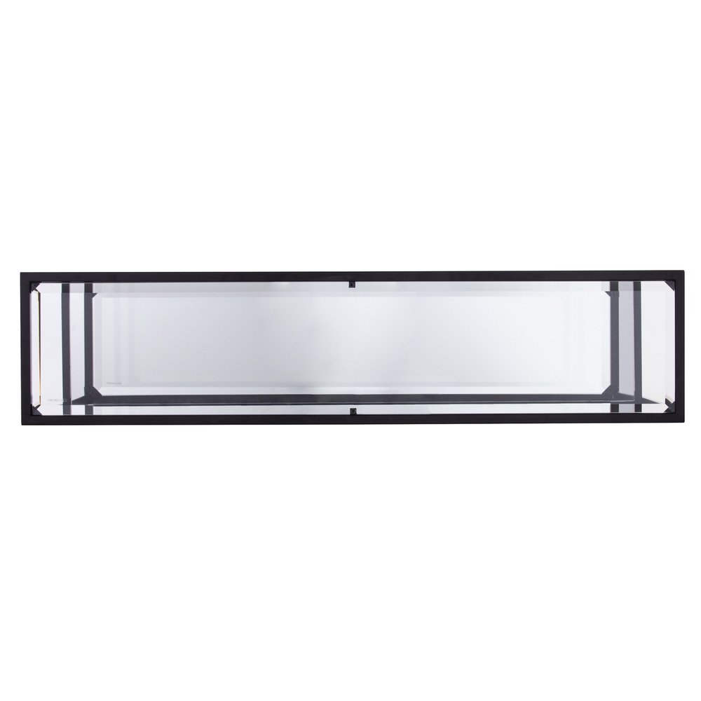 52" Clear and Black Glass Mirrored Sled Console Table With Shelves HomeRoots