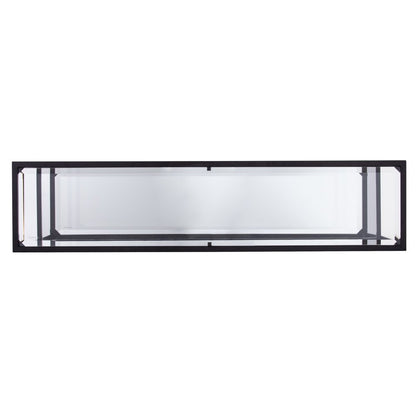 52" Clear and Black Glass Mirrored Sled Console Table With Shelves HomeRoots