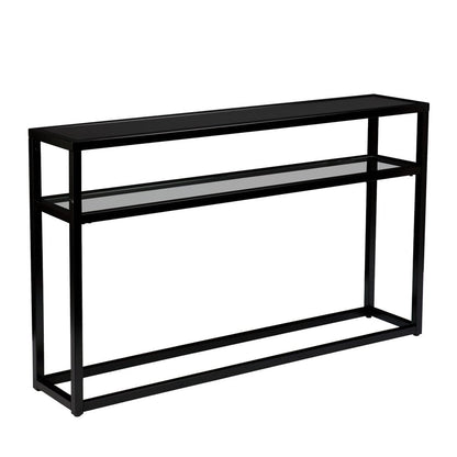 50" Black Glass Frame Console Table With Shelves HomeRoots