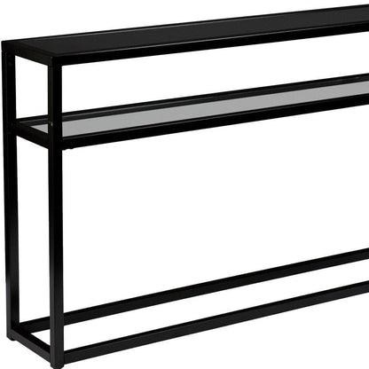 50" Black Glass Frame Console Table With Shelves HomeRoots