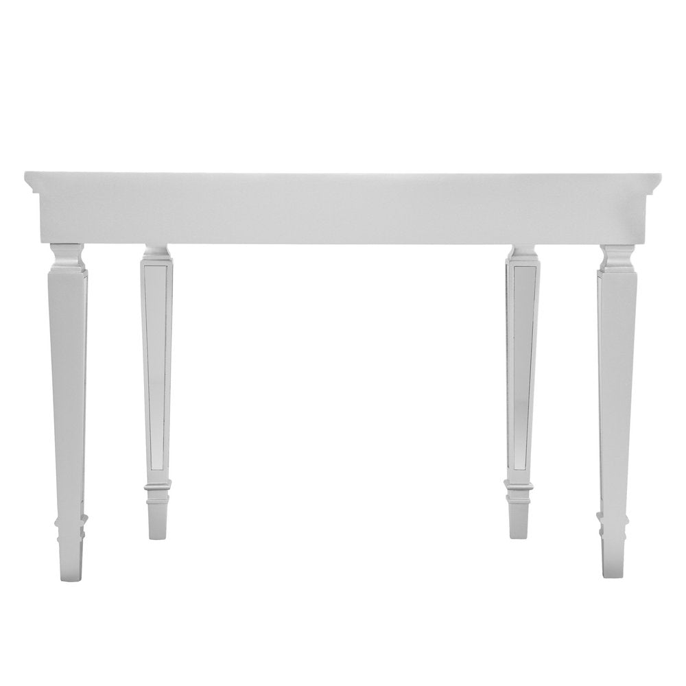 45" Silver Mirrored Glass and Wood Free Form Console Table HomeRoots