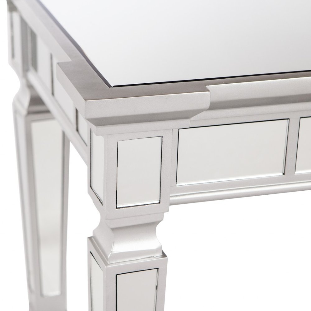 45" Silver Mirrored Glass and Wood Free Form Console Table HomeRoots