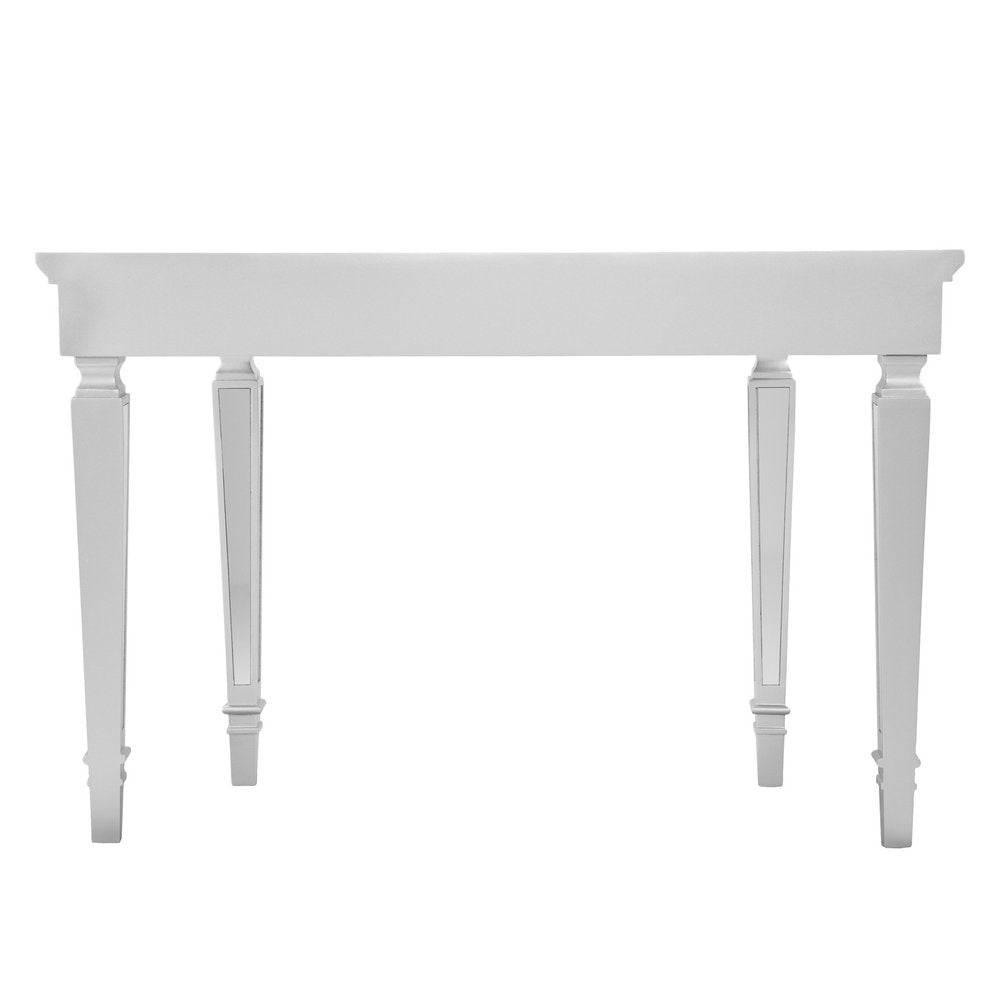 45" Silver Mirrored Glass and Wood Free Form Console Table HomeRoots