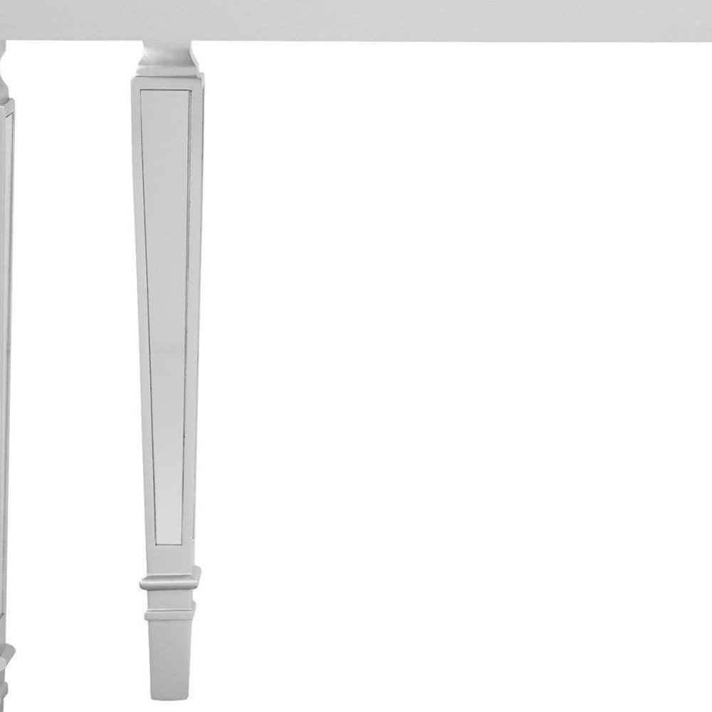45" Silver Mirrored Glass and Wood Free Form Console Table HomeRoots