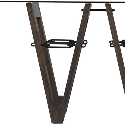 46" Clear Gray and Brown Glass and Solid Wood Abstract Console Table HomeRoots