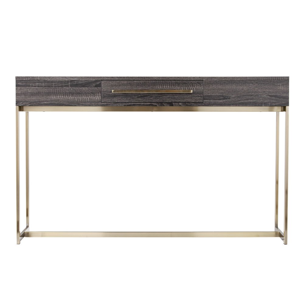 48" Gray and Gold Wood and Metal Frame Console Table With Drawer HomeRoots