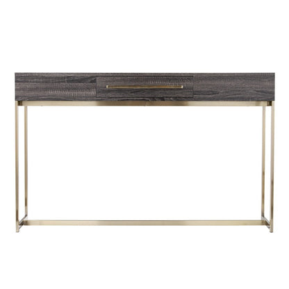 48" Gray and Gold Wood and Metal Frame Console Table With Drawer HomeRoots