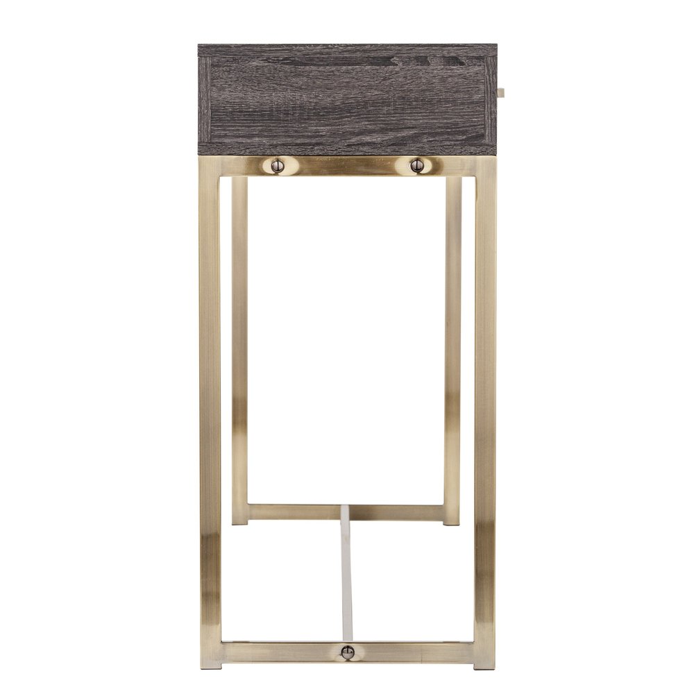 48" Gray and Gold Wood and Metal Frame Console Table With Drawer HomeRoots