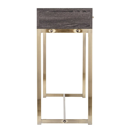 48" Gray and Gold Wood and Metal Frame Console Table With Drawer HomeRoots