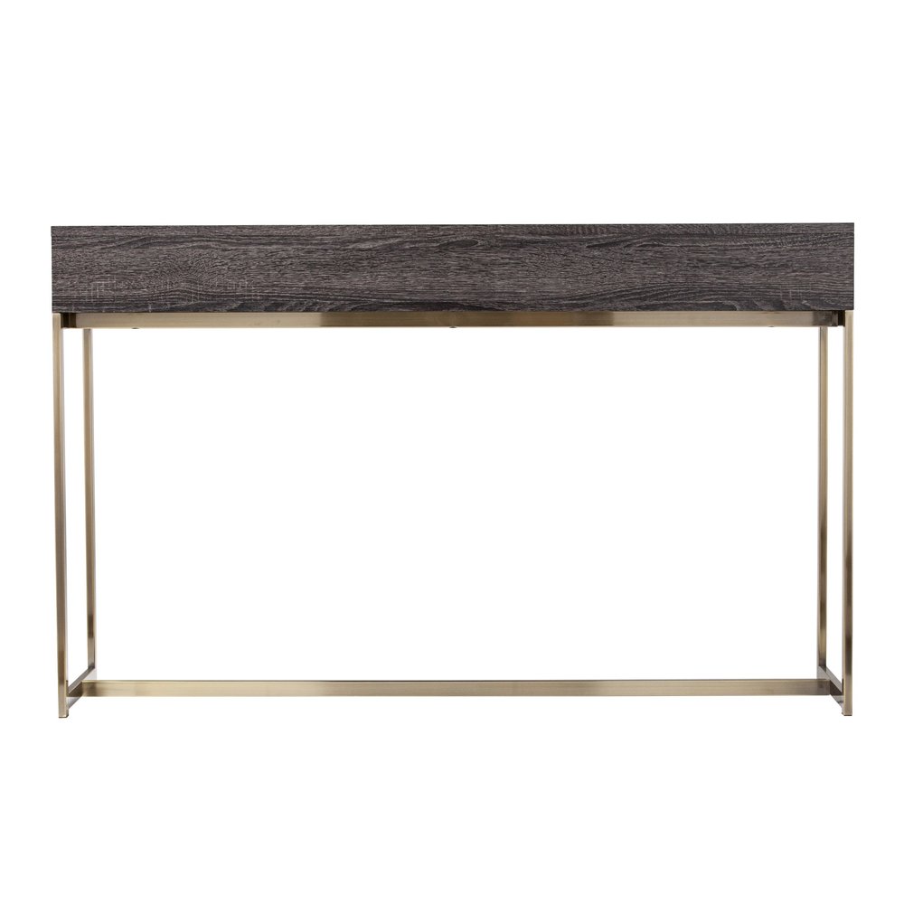 48" Gray and Gold Wood and Metal Frame Console Table With Drawer HomeRoots