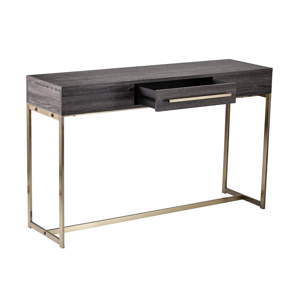 48" Gray and Gold Wood and Metal Frame Console Table With Drawer HomeRoots