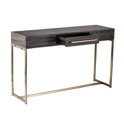 48" Gray and Gold Wood and Metal Frame Console Table With Drawer HomeRoots