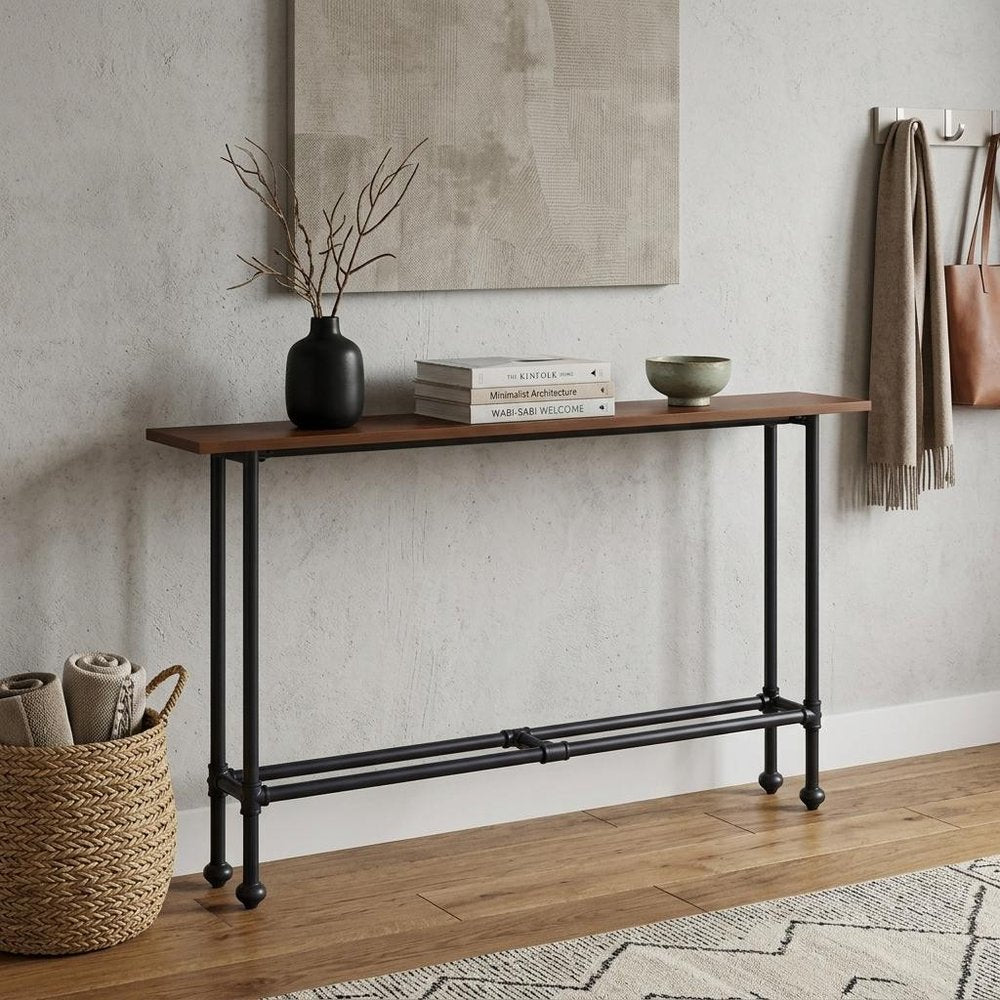 56" Espresso and Black Console Table HomeRoots