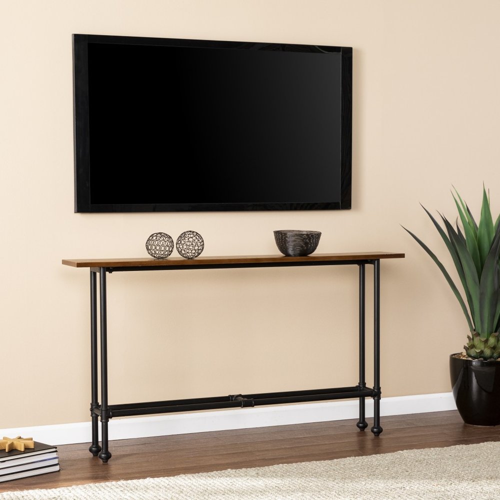 56" Espresso and Black Console Table HomeRoots