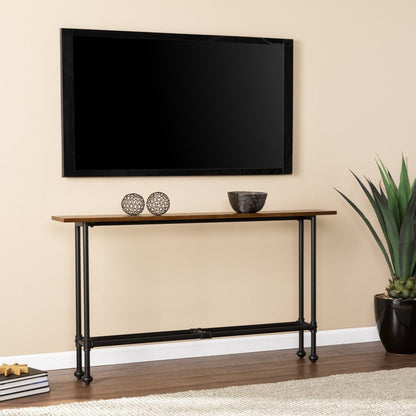 56" Espresso and Black Console Table HomeRoots