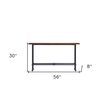 56" Espresso and Black Console Table HomeRoots