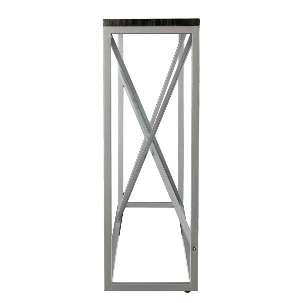 52" Black and Silver Faux Stone Frame Console Table HomeRoots