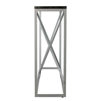 52" Black and Silver Faux Stone Frame Console Table HomeRoots