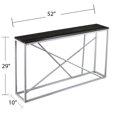 52" Black and Silver Faux Stone Frame Console Table HomeRoots