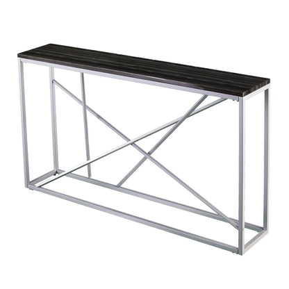 52" Black and Silver Faux Stone Frame Console Table HomeRoots