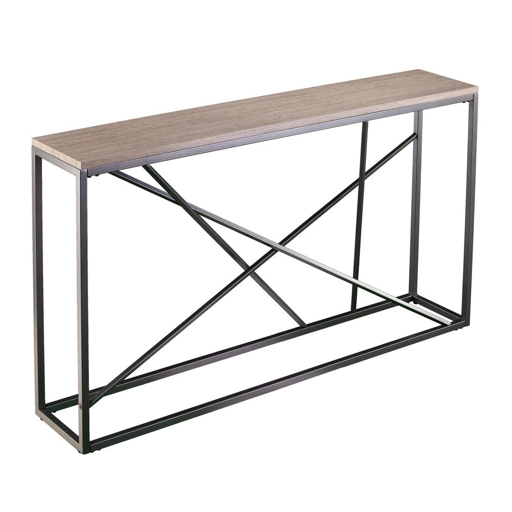 52" Taupe and Gray Faux Stone Frame Console Table HomeRoots