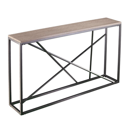 52" Taupe and Gray Faux Stone Frame Console Table HomeRoots