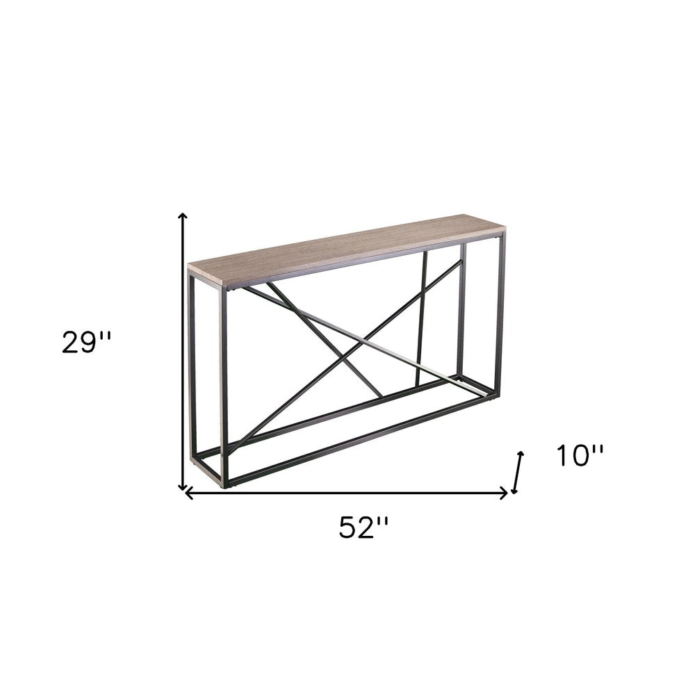 52" Taupe and Gray Faux Stone Frame Console Table HomeRoots
