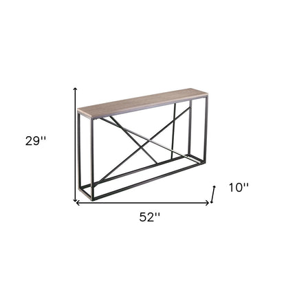 52" Taupe and Gray Faux Stone Frame Console Table HomeRoots