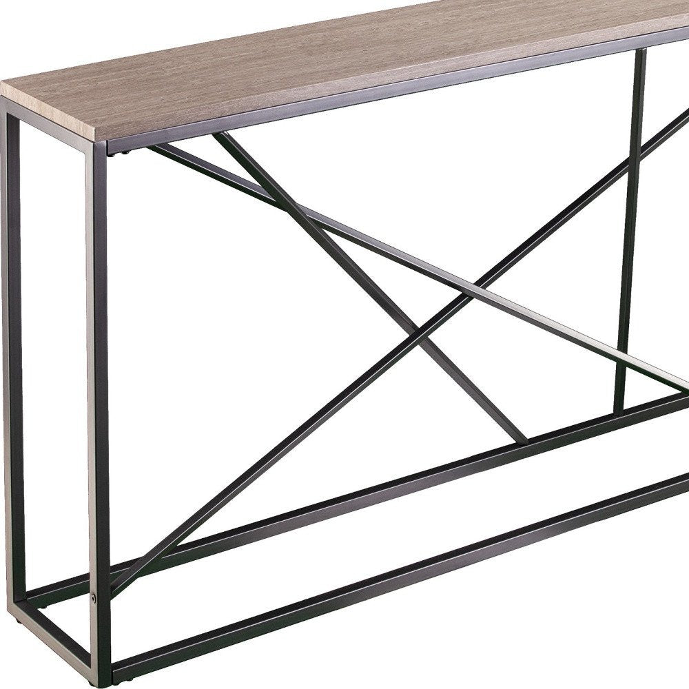 52" Taupe and Gray Faux Stone Frame Console Table HomeRoots