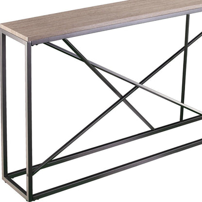 52" Taupe and Gray Faux Stone Frame Console Table HomeRoots