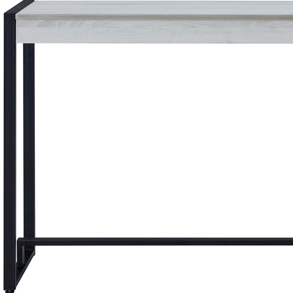 54" White and Black Distressed Sled Console Table HomeRoots