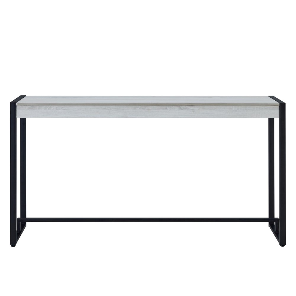 54" White and Black Distressed Sled Console Table HomeRoots