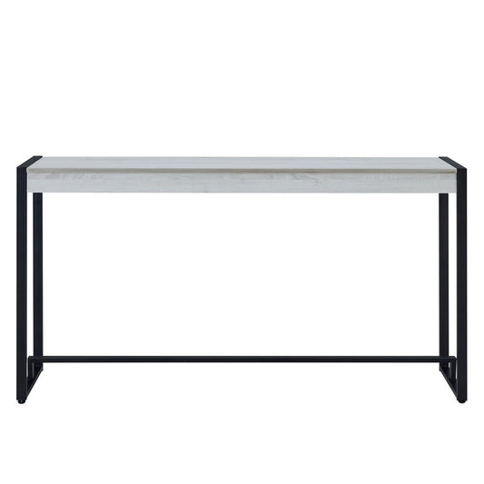 54" White and Black Distressed Sled Console Table HomeRoots