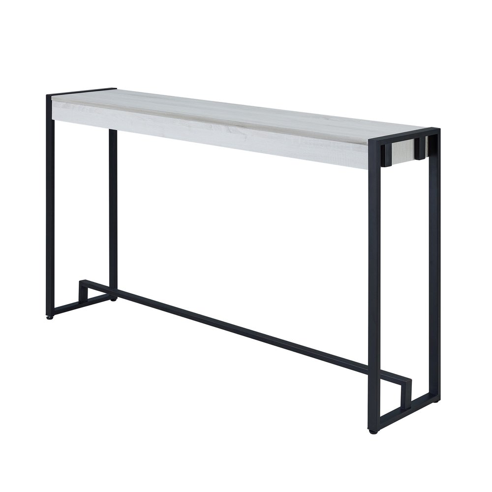 54" White and Black Distressed Sled Console Table HomeRoots