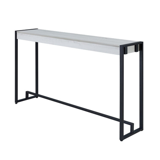 54" White and Black Distressed Sled Console Table HomeRoots