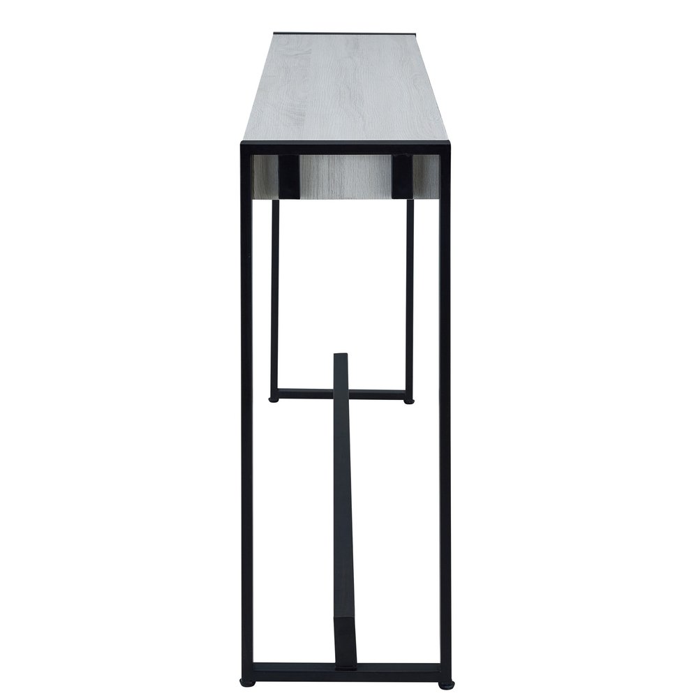 54" White and Black Distressed Sled Console Table HomeRoots